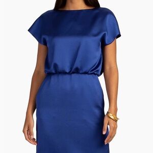 Trina Turk Royal Blue Satin Midi Dress